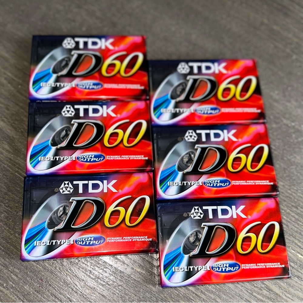 Lot of 6 New TDX Blank Cassette Tapes Superior D60 MUSIC Play It Loud